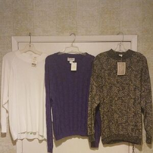 Three NWT Vintage Womens sweaters 1x,XL,20W Just For Women, Designer Origional